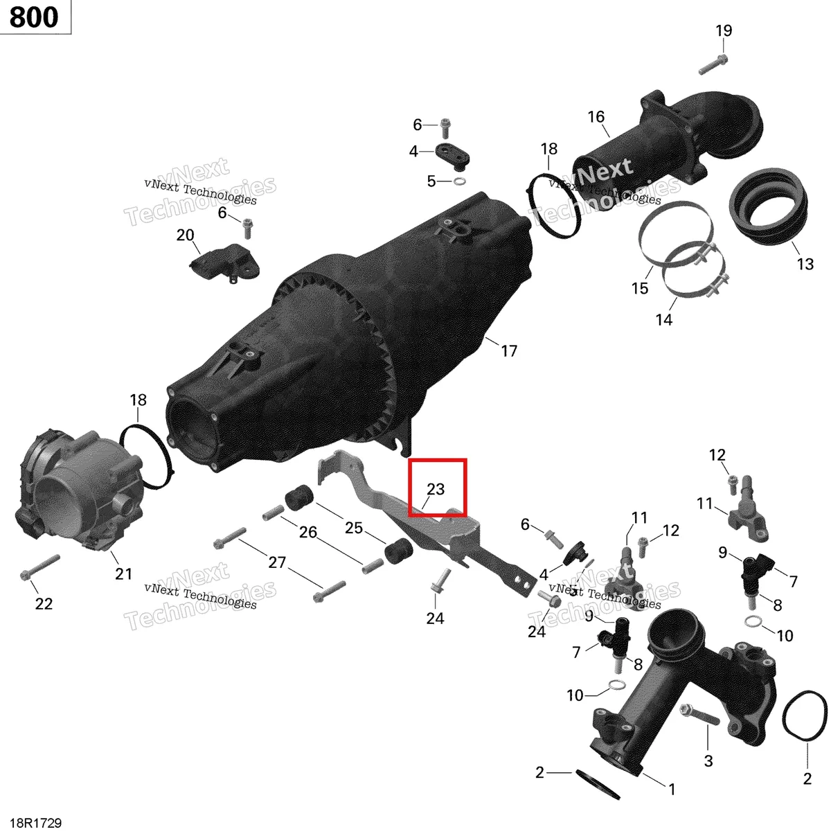 Деталь 420651520 на схеме узла 2020 Can-Am Commander 800R EFI Air Intake Manifold And Throttle Body - 800R Efi