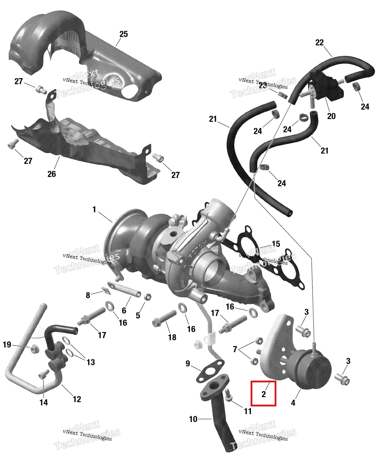 Деталь 420651850 на схеме узла 2021 Can-Am Maverick Turbo RR - XRS - CE Rotax - Turbocharger - Turbo Rr