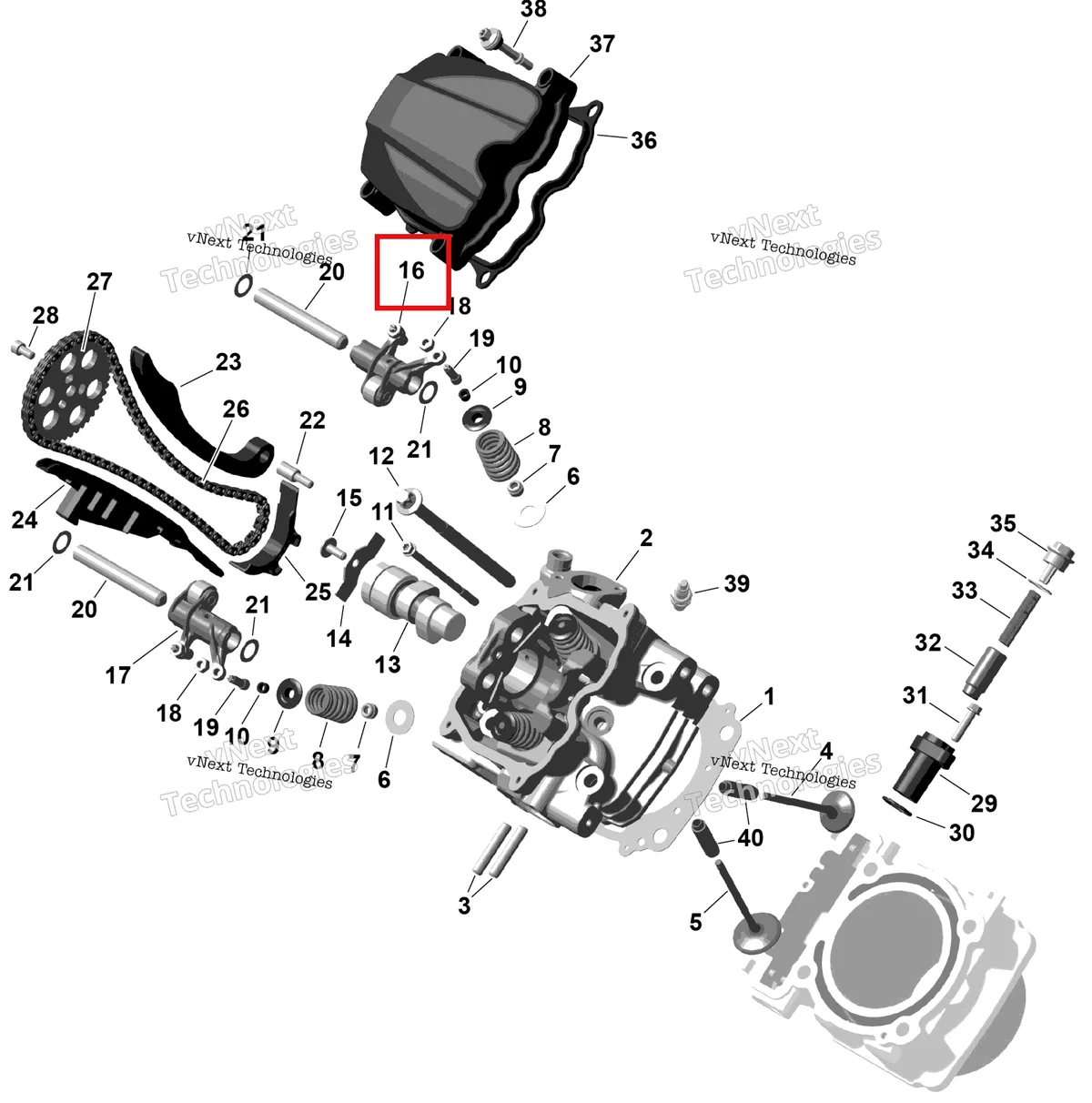 Деталь 420653065 на схеме узла 2026 Can-Am RENEGADE - 4X4 - XMR - 1000R EFI - 5UTA - Hyper Silver Rotax - Front Cylinder Head