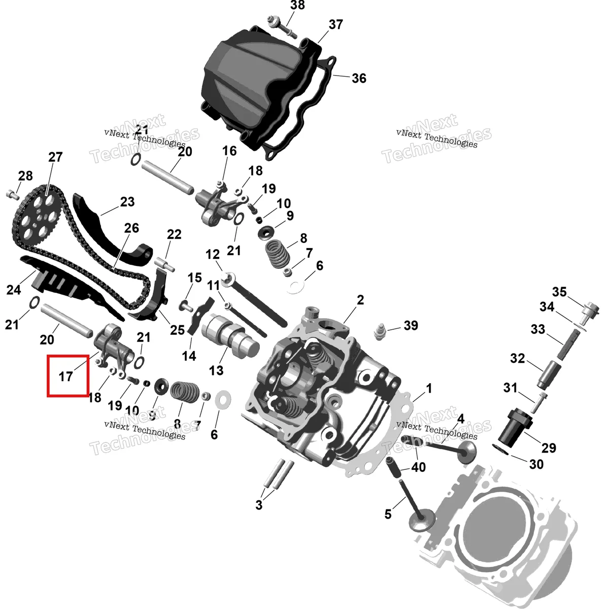 Деталь 420653075 на схеме узла 2026 Can-Am RENEGADE - 4X4 - XMR - 1000R EFI - 5UTA - Hyper Silver Rotax - Front Cylinder Head
