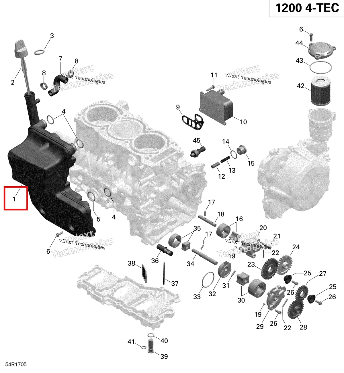 Деталь 420656386 (Маслобак. Включает От 1 До 5) на схеме узла 2019 Ski-Doo EXPEDITION LE-SE 1200 4-TEC Engine Lubrication - 1200Itc 4-Tec