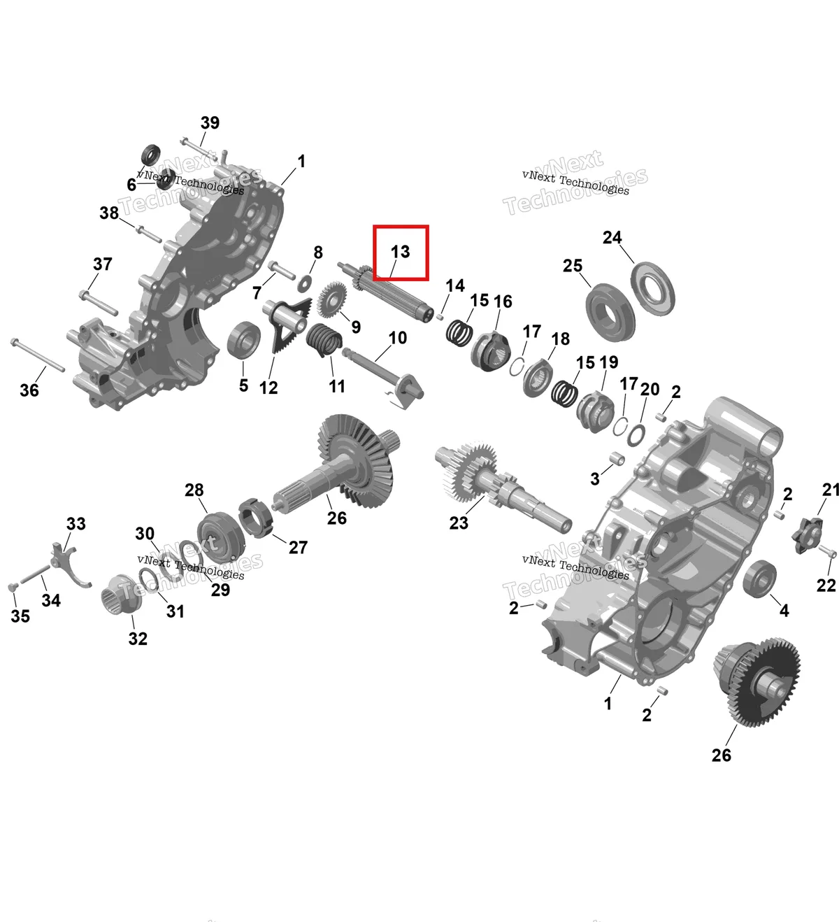 Деталь 420657235 на схеме узла 2026 Can-Am RENEGADE - 4X4 - XMR - 1000R EFI - 5UTA - Hyper Silver Rotax - Gearbox 1