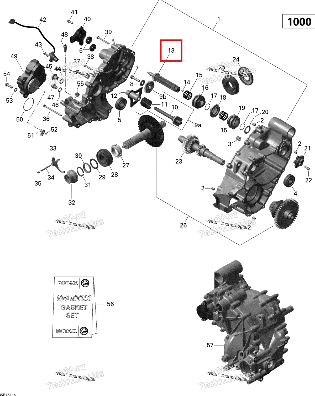 Деталь 420657236 на схеме узла 2015 Can-Am COMMANDER MAX 1000_DPS_XT Gear Box 1