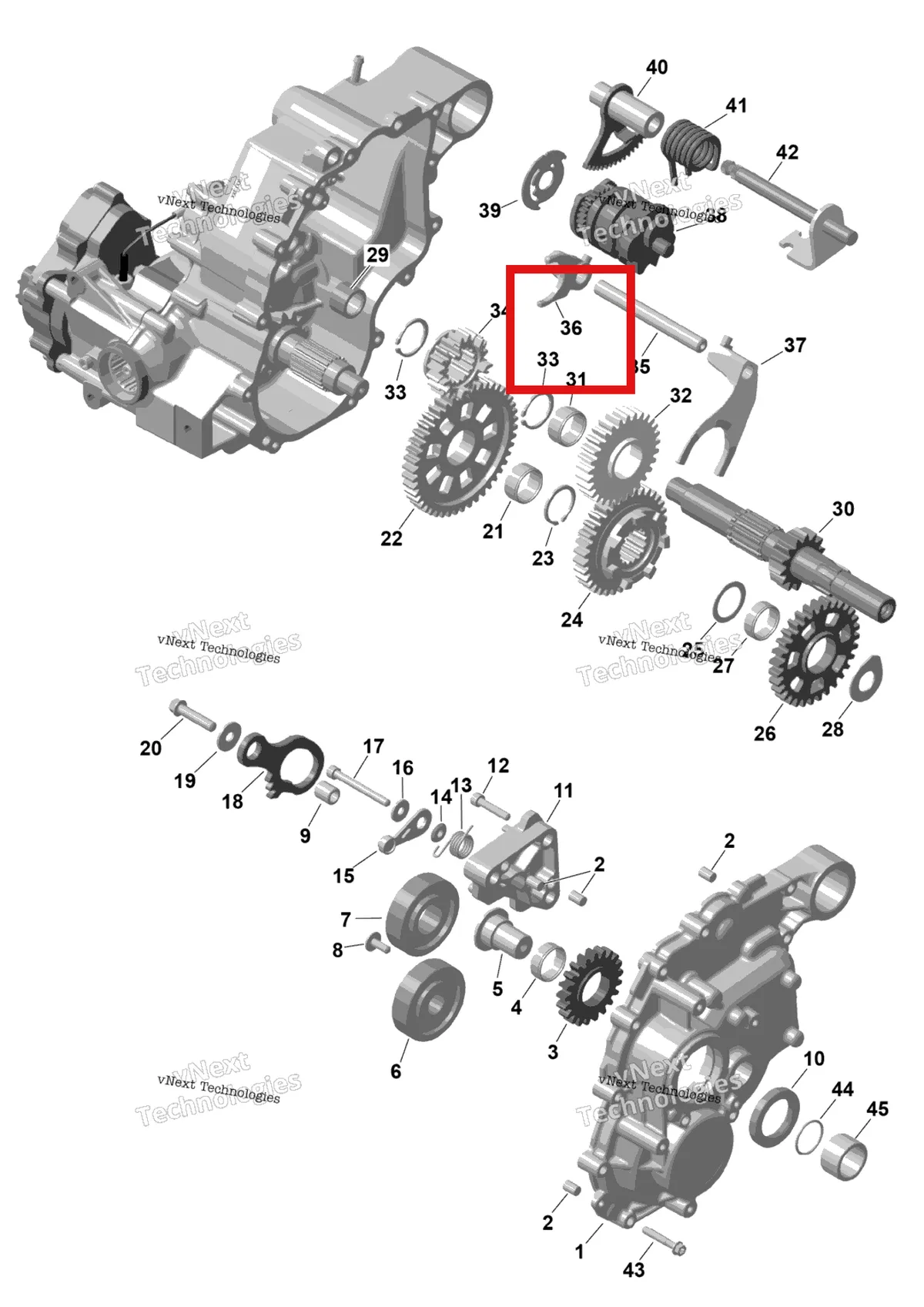 Деталь 420657311 на схеме узла 2026 Can-Am RENEGADE - 4X4 - XMR - 650 EFI - 5TTA - Catalyst Gray Rotax - Gearbox 2
