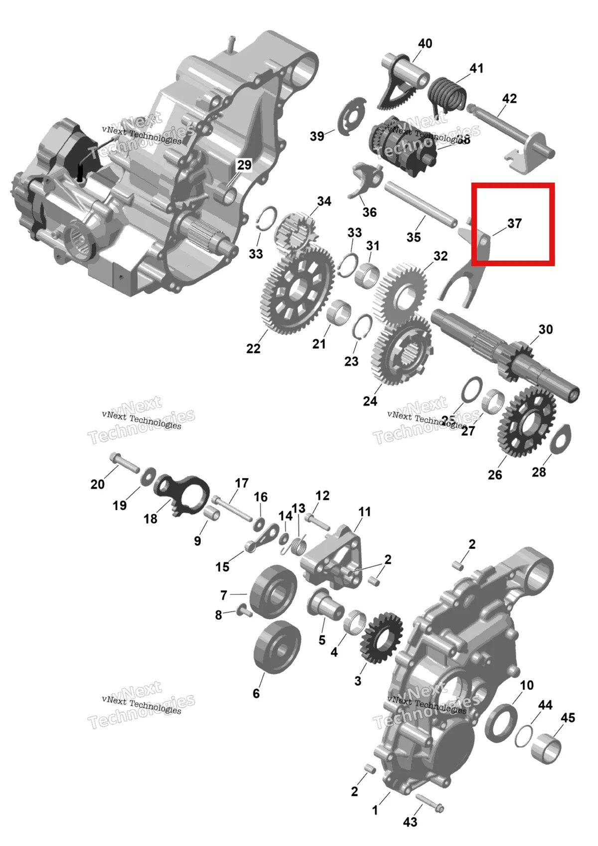 Деталь 420657321 на схеме узла 2026 Can-Am RENEGADE - 4X4 - XMR - 650 EFI - 5TTA - Catalyst Gray Rotax - Gearbox 2