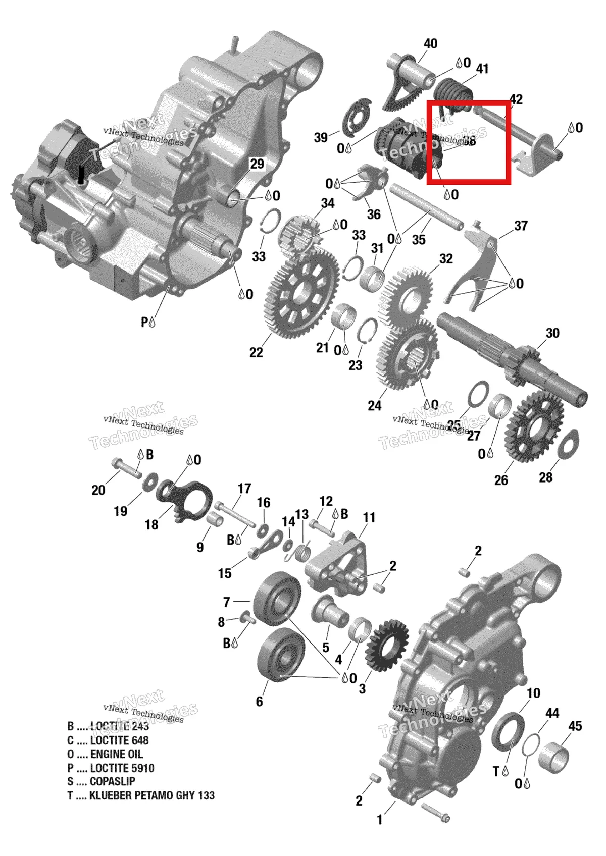 Деталь 420657335 на схеме узла 2019 Can-Am RENEGADE 650 EFI - T3 Gear Box 2 - 420684829