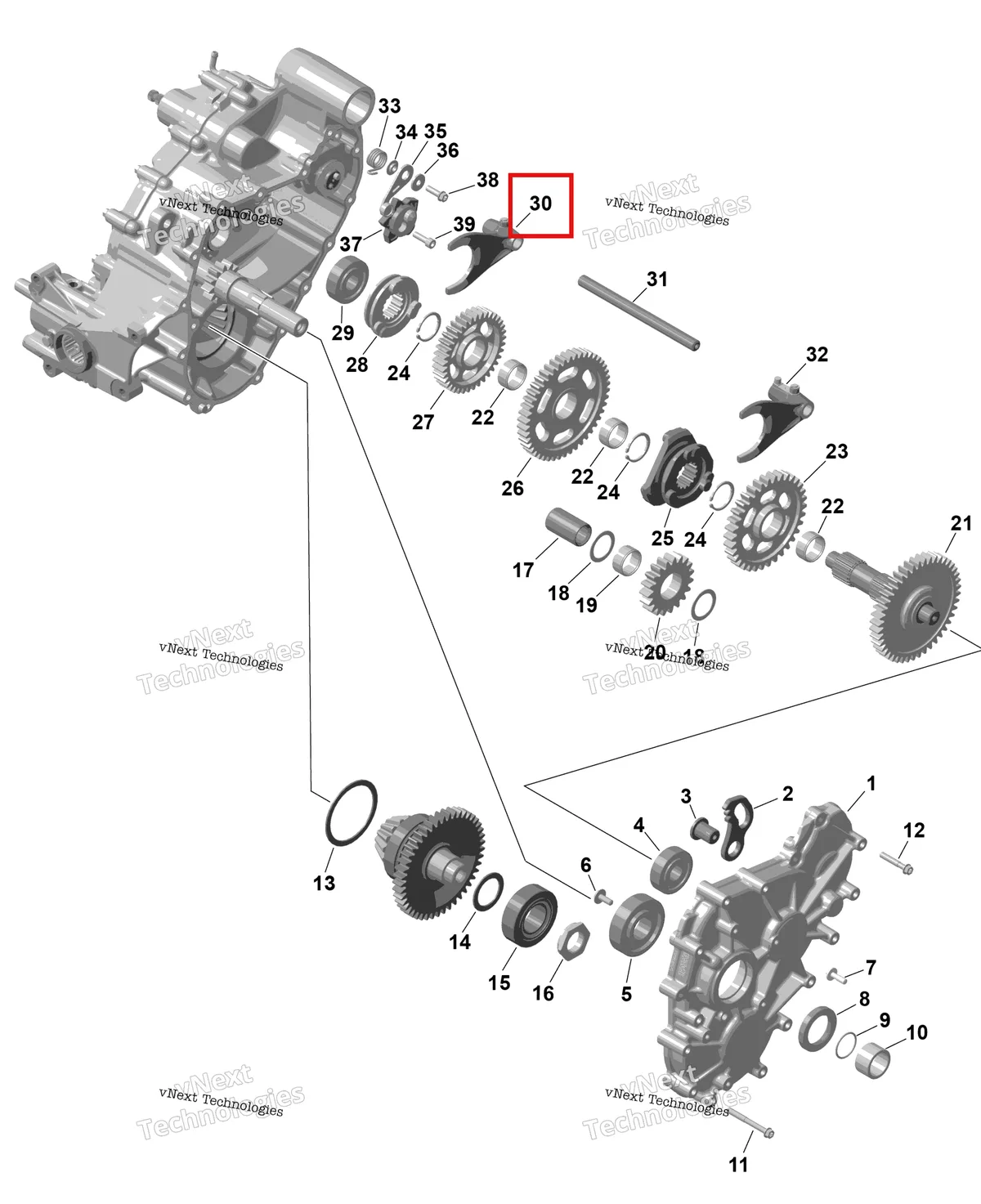Деталь 420657365 на схеме узла 2026 Can-Am RENEGADE - 4X4 - XMR - 1000R EFI - 5UTA - Hyper Silver Rotax - Gearbox 2