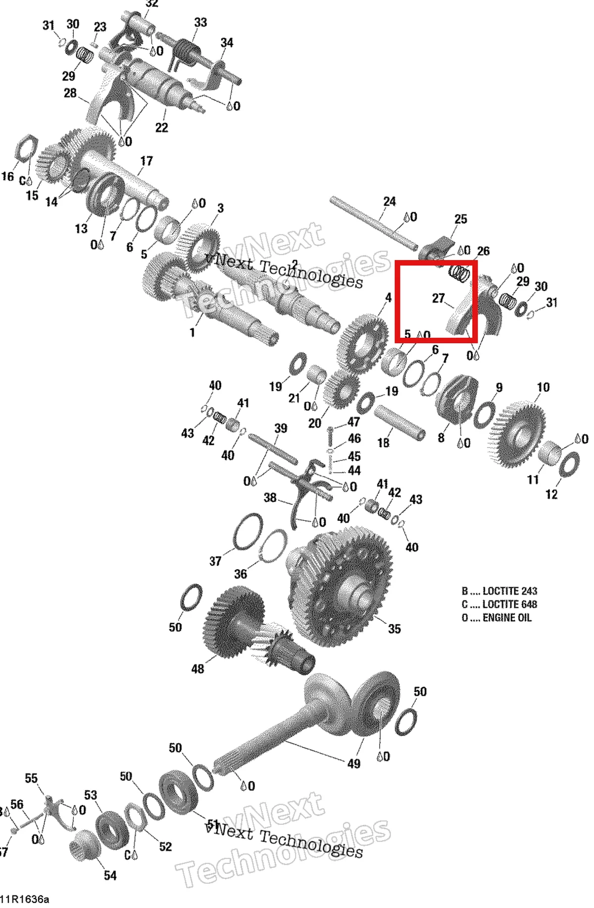 Деталь 420657426 на схеме узла 2016 Can-Am TRAXTER HD8 Gear Box Components - With Lockable Rear Differential