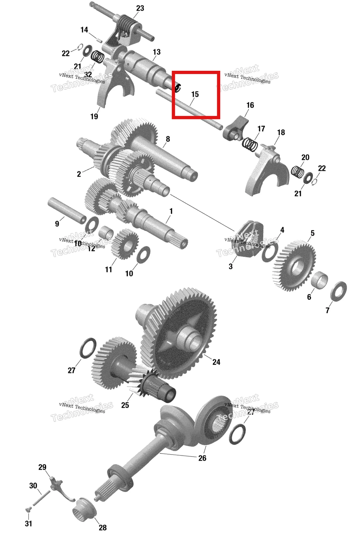 Деталь 420657430 на схеме узла 2022 Can-Am Maverick Turbo RR - DS - CE Rotax - Gear Box 2 - 509