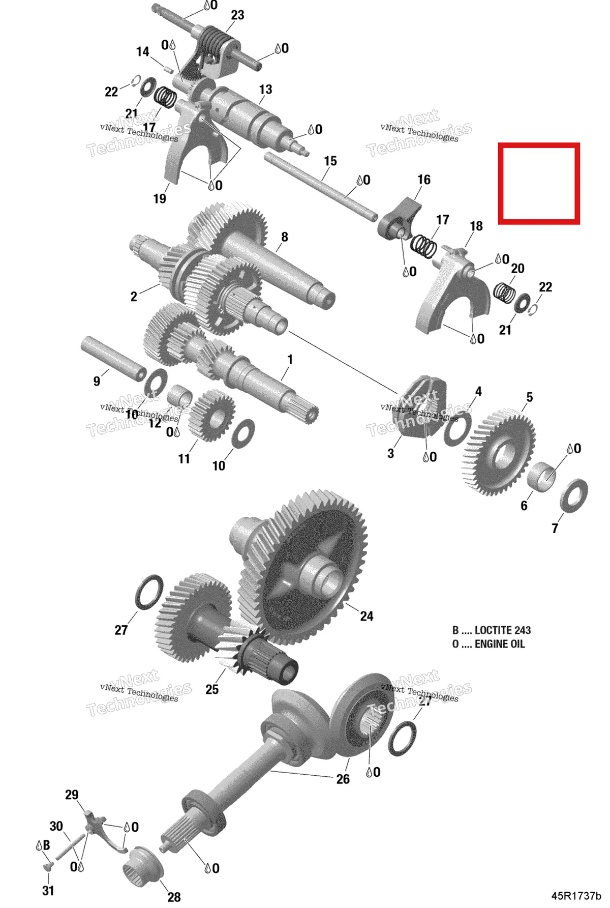 Деталь 420657456 на схеме узла 2019 Can-Am MAVERICK SPORT 1000R - DPS - T1B SERIES Gear Box 2-420686754