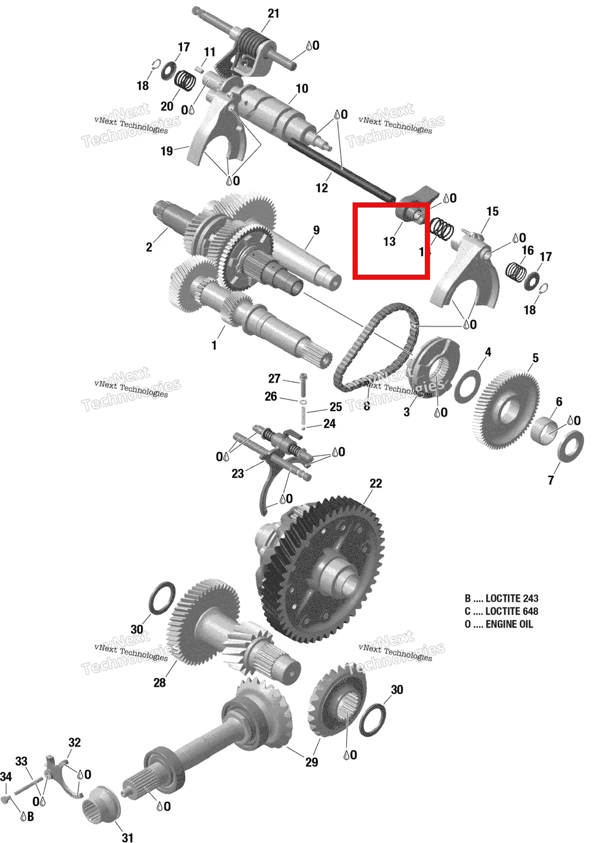 Деталь 420657475 на схеме узла 2019 Can-Am TRAXTER HD8 - T1B SERIES Gear Box 2 - 420686757