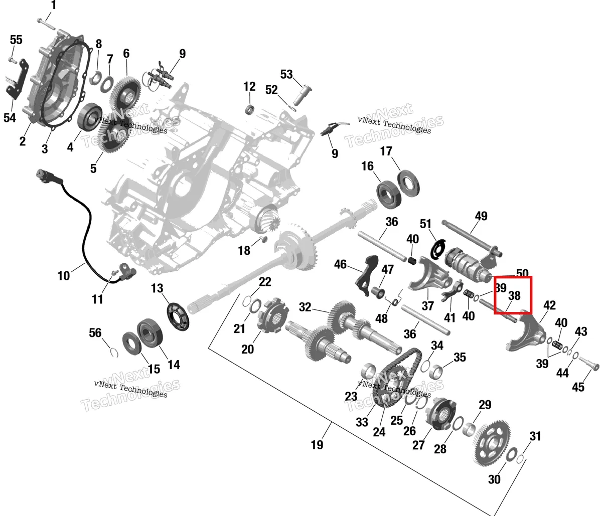 Деталь 420657671 на схеме узла 2022 Can-Am Commander 700 EFI - DPS Rotax - Gearbox