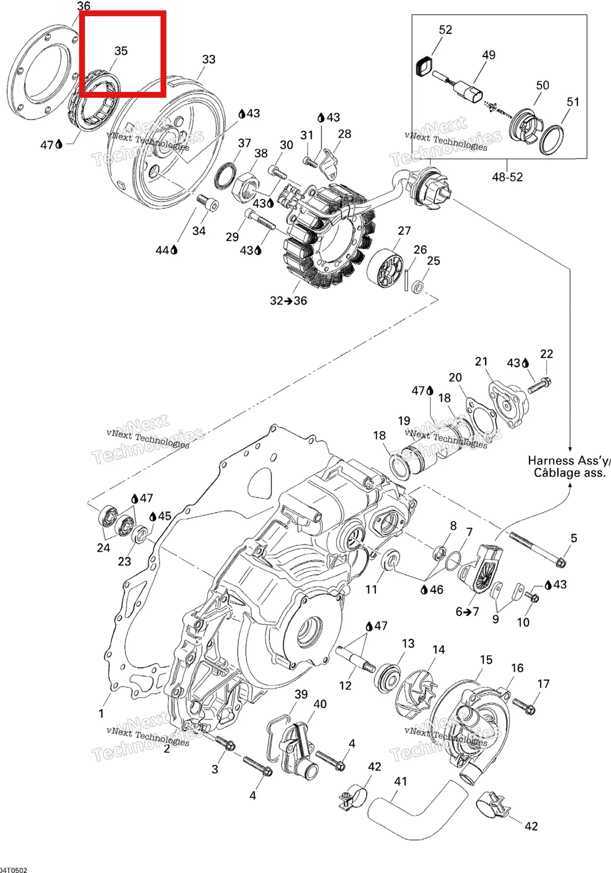Деталь 420659117 на схеме узла 2005 Can-Am Traxter 5 Speed Ignition, Magneto And Water Pump