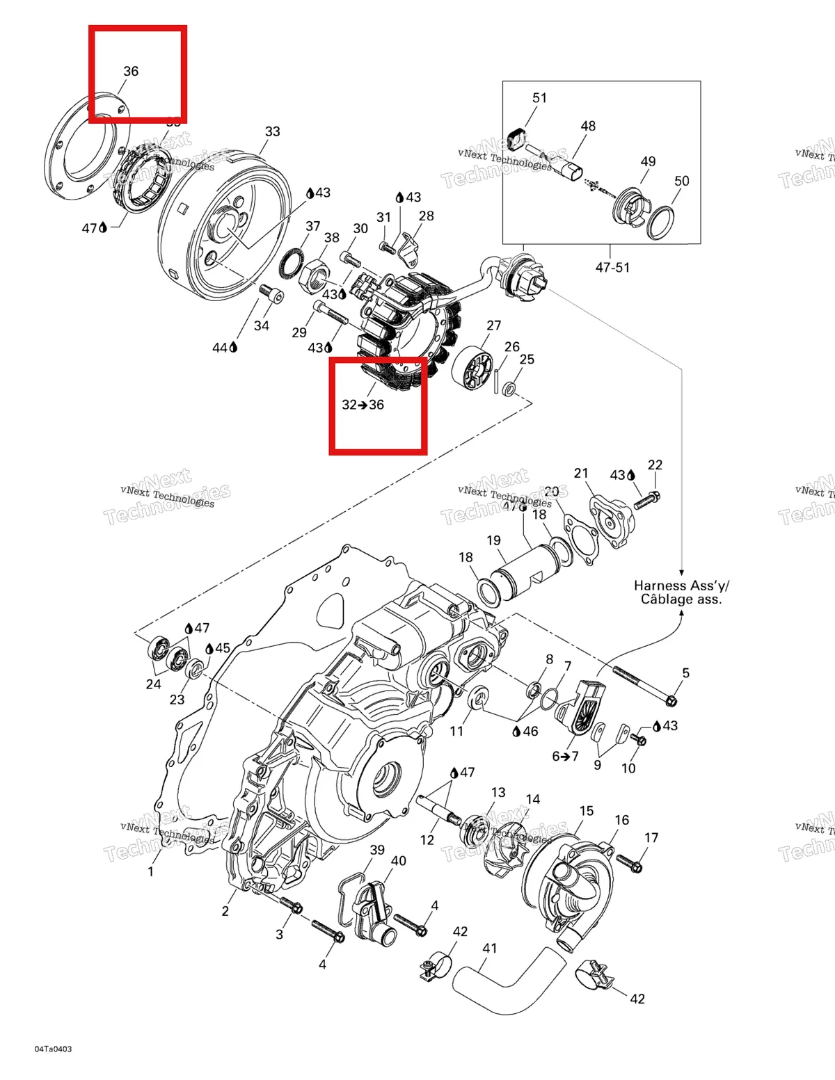 Деталь 420659220 на схеме узла 2004 Can-Am Traxter XL Ignition And Water Pump