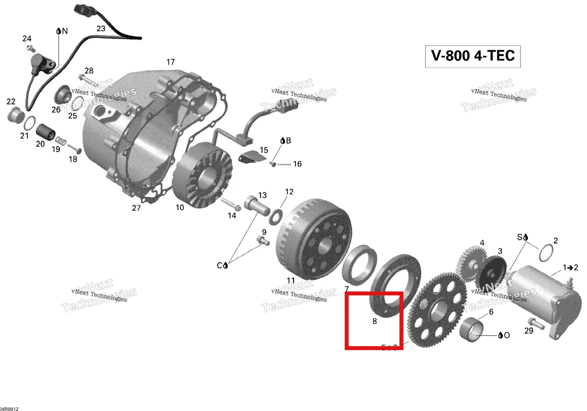 Деталь 420659260 (Спрага Корпус Муфты) на схеме узла 2012 Ski-Doo Skandic SWT V800 YetiII Magneto And Electric Starter