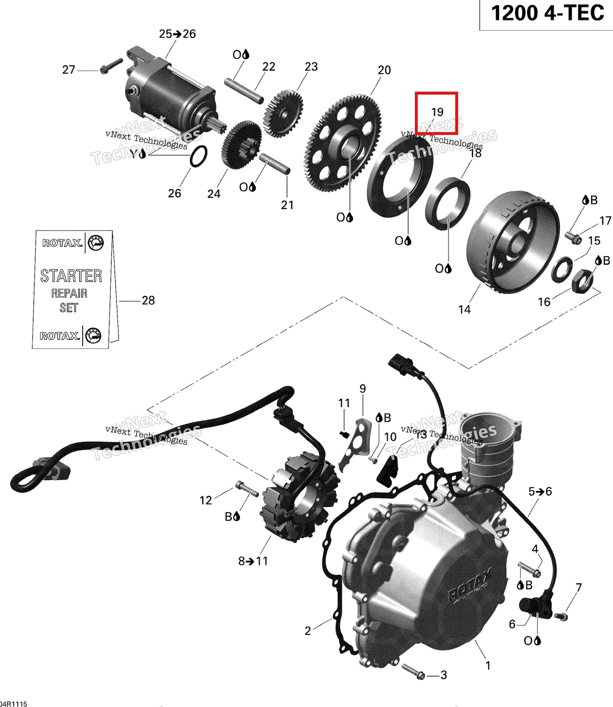 Деталь 420659265 (Деталь Housing Sprag Clutch) на схеме узла 2011 Ski-Doo Expedition LE 1200 XU Magneto And Electric Starter