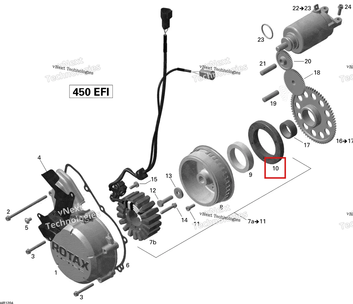 Деталь 420659860 на схеме узла 2015 Can-Am DS 450EFI STD Magneto And Electric Starter