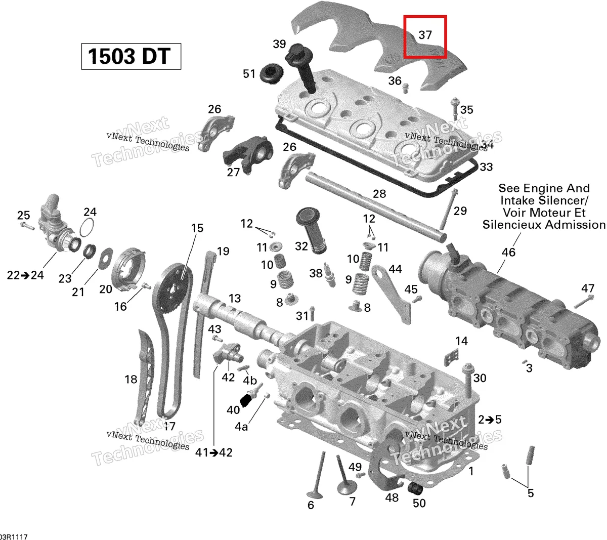 Деталь 420660167 на схеме узла 2011 Sea-Doo GTS Pro 130 Cylinder Head