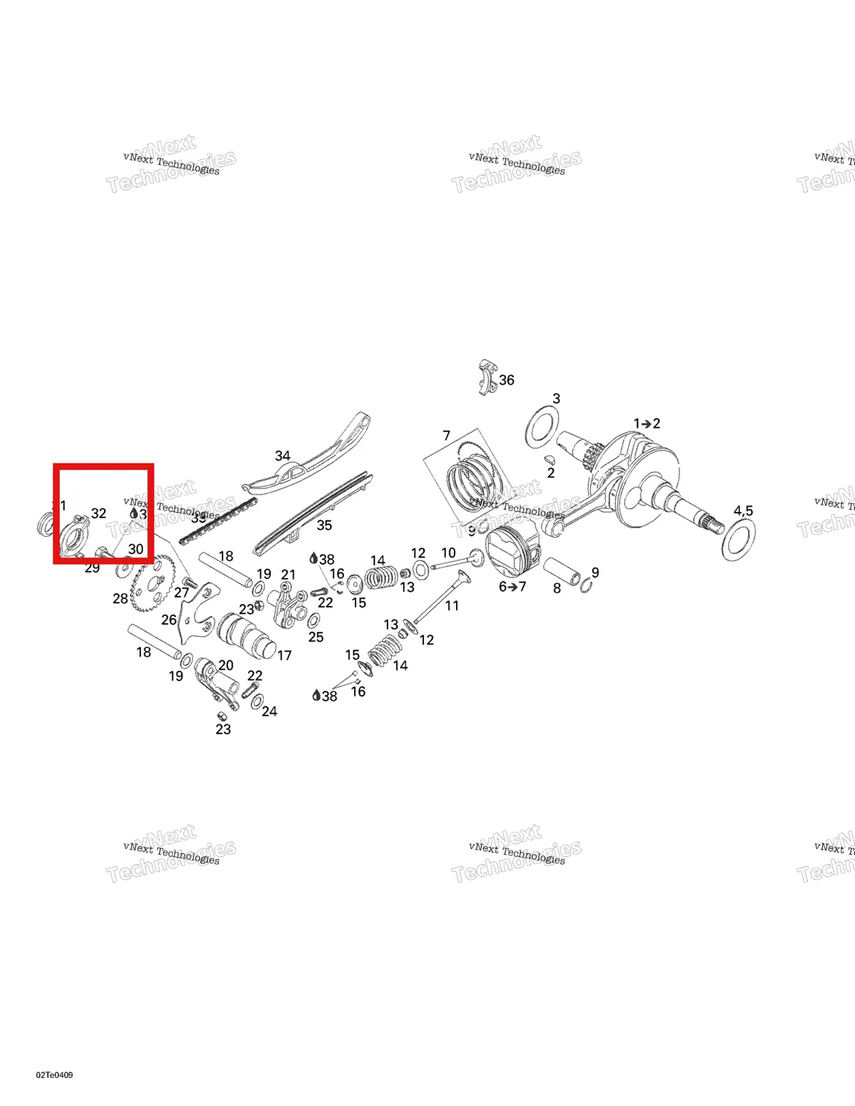Деталь 420660180 на схеме узла 2004 Can-Am Rally 175 Crankshaft And Pistons