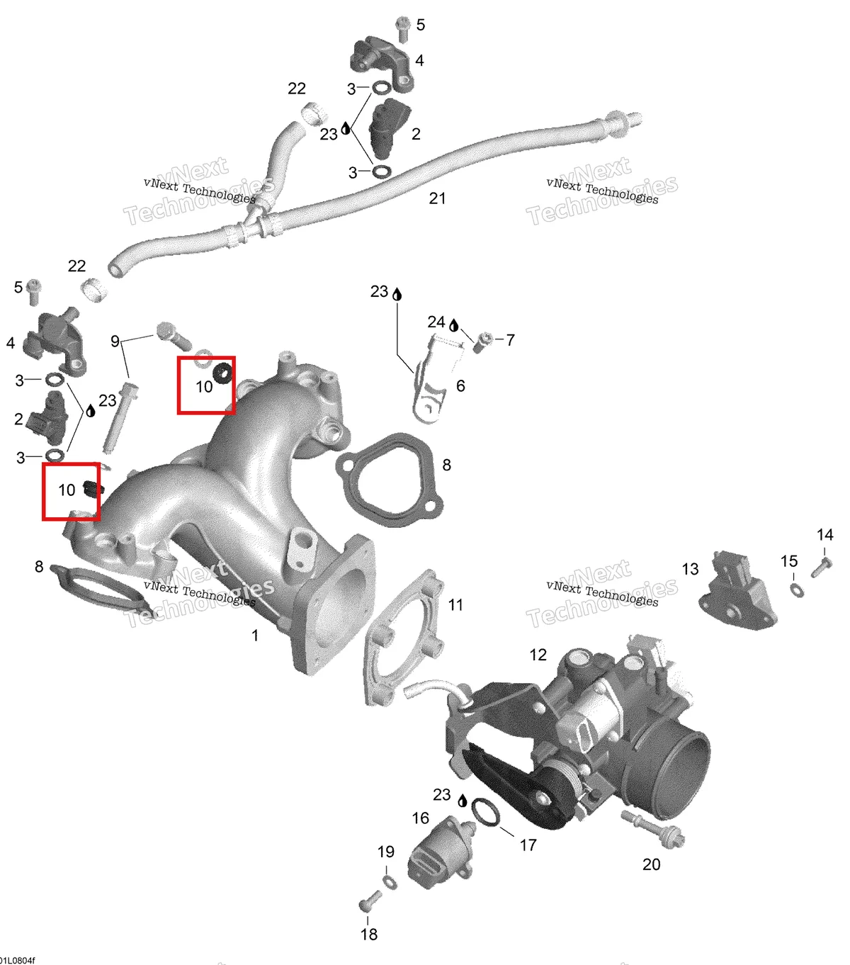 Деталь 420660190 (Деталь Rubber Sleeve) на схеме узла 2008 Ski-Doo Expedition V-1300 Intake Manifold
