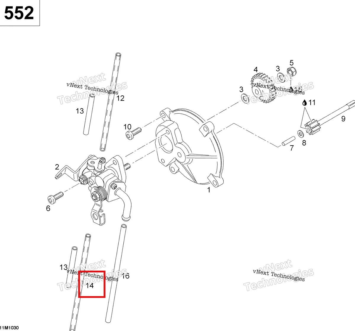 Деталь 420660495 (Деталь Pto Side Oil Line 400 Mm) на схеме узла 2011 Ski-Doo Skandic WT 550F YetiII Oil Pump