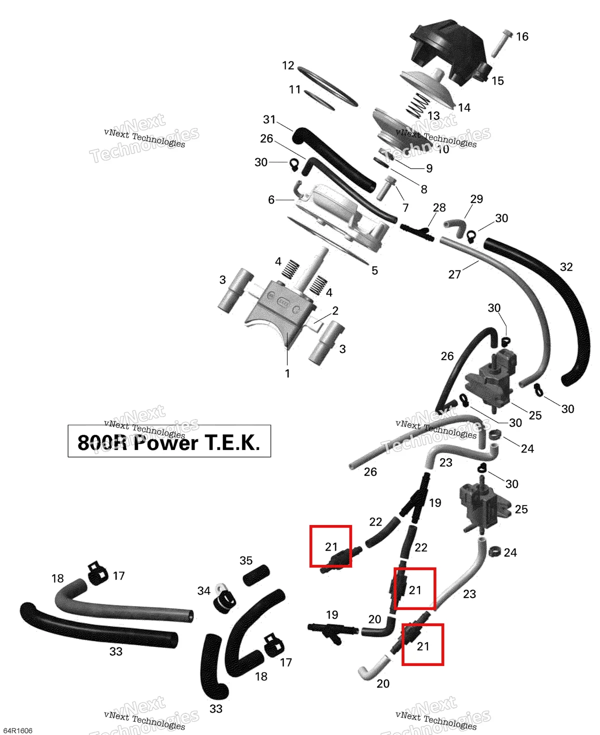 Деталь 420660543 (Обратный клапан) на схеме узла 2016 Ski-Doo SUMMIT 800R P-TEK 3D Rave - 800R Ptek