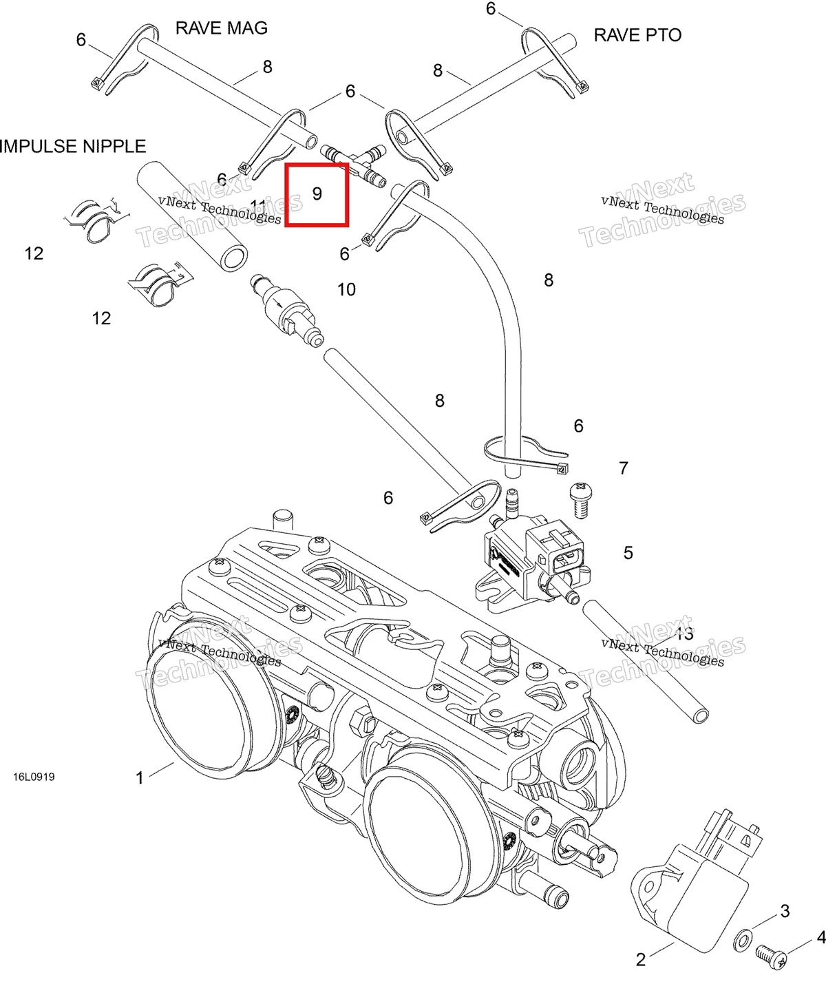 Схема применяемости: T фитинг Ski-Doo Expedition TUV 600 H.O. SDI REV-XU (2009) (420660550)