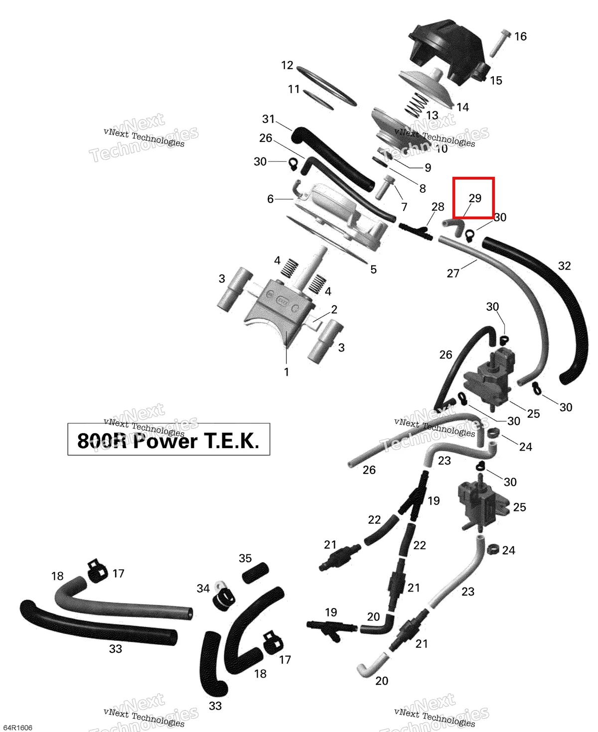 Деталь 420660572 (Деталь Pressure Line, 50mm) на схеме узла 2016 Ski-Doo SUMMIT 800R P-TEK 3D Rave - 800R Ptek