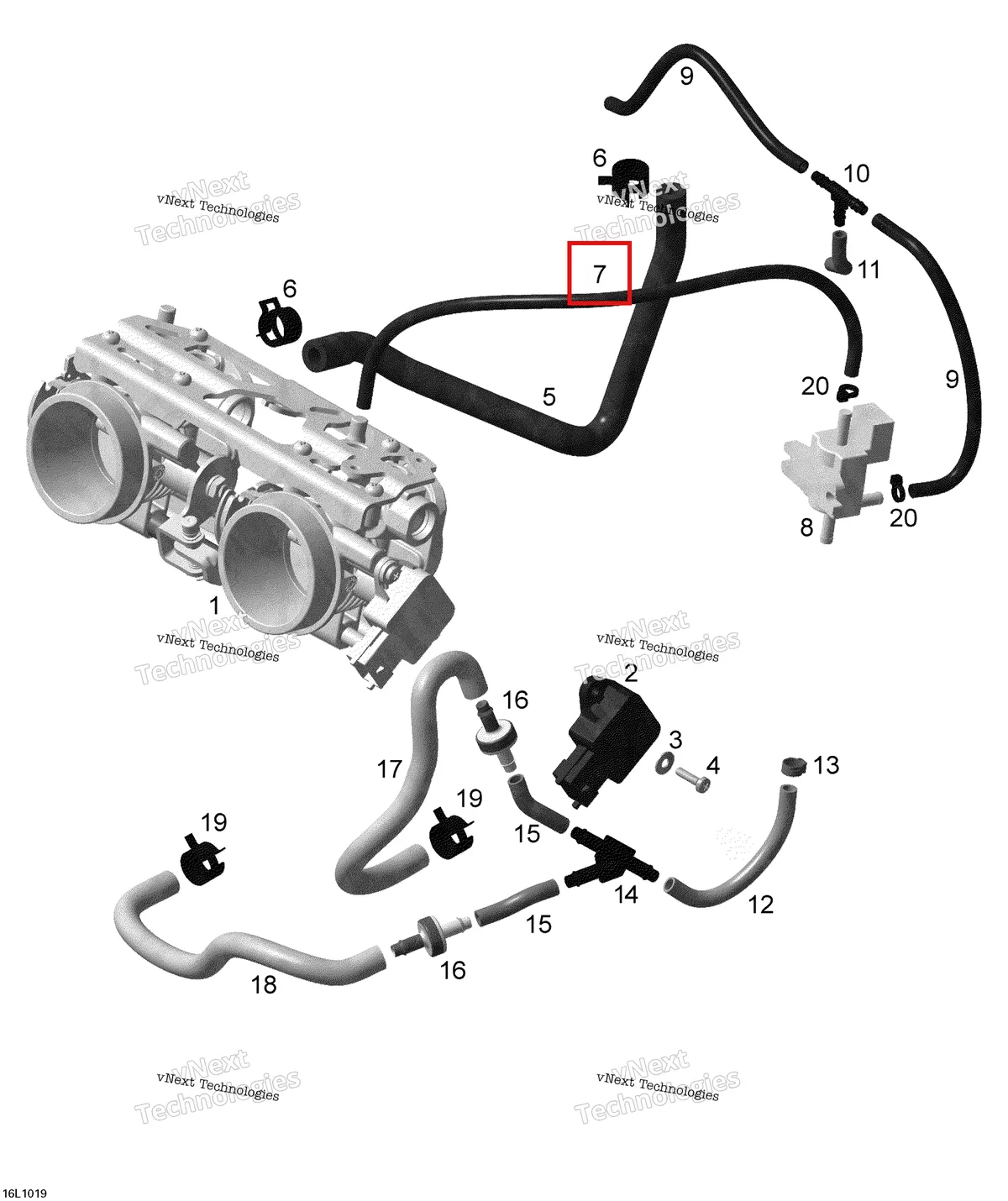 Деталь 420660577 (Деталь Screw M5 X 10) на схеме узла 2010 Ski-Doo Expedition TUV SE 600HO SDI XU Throttle Body