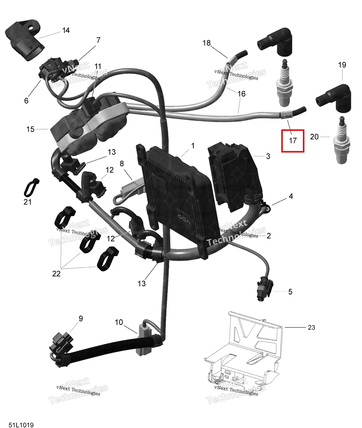 Деталь 420660632 (Деталь Sleeve, Mag Side) на схеме узла 2010 Ski-Doo Expedition TUV SE 600HO SDI XU Engine Harness And Electronic Module