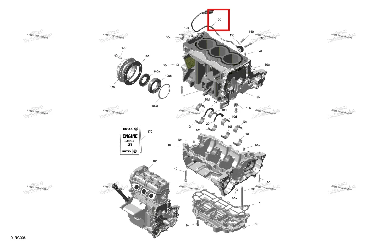 Деталь 420664033 на схеме узла 2027 Ski-Doo RENEGADE - X-RS - 900 ACE TURBO R - DAVP - Circuit Yellow - 15X137X1.5IR Track Rotax - Crankcase