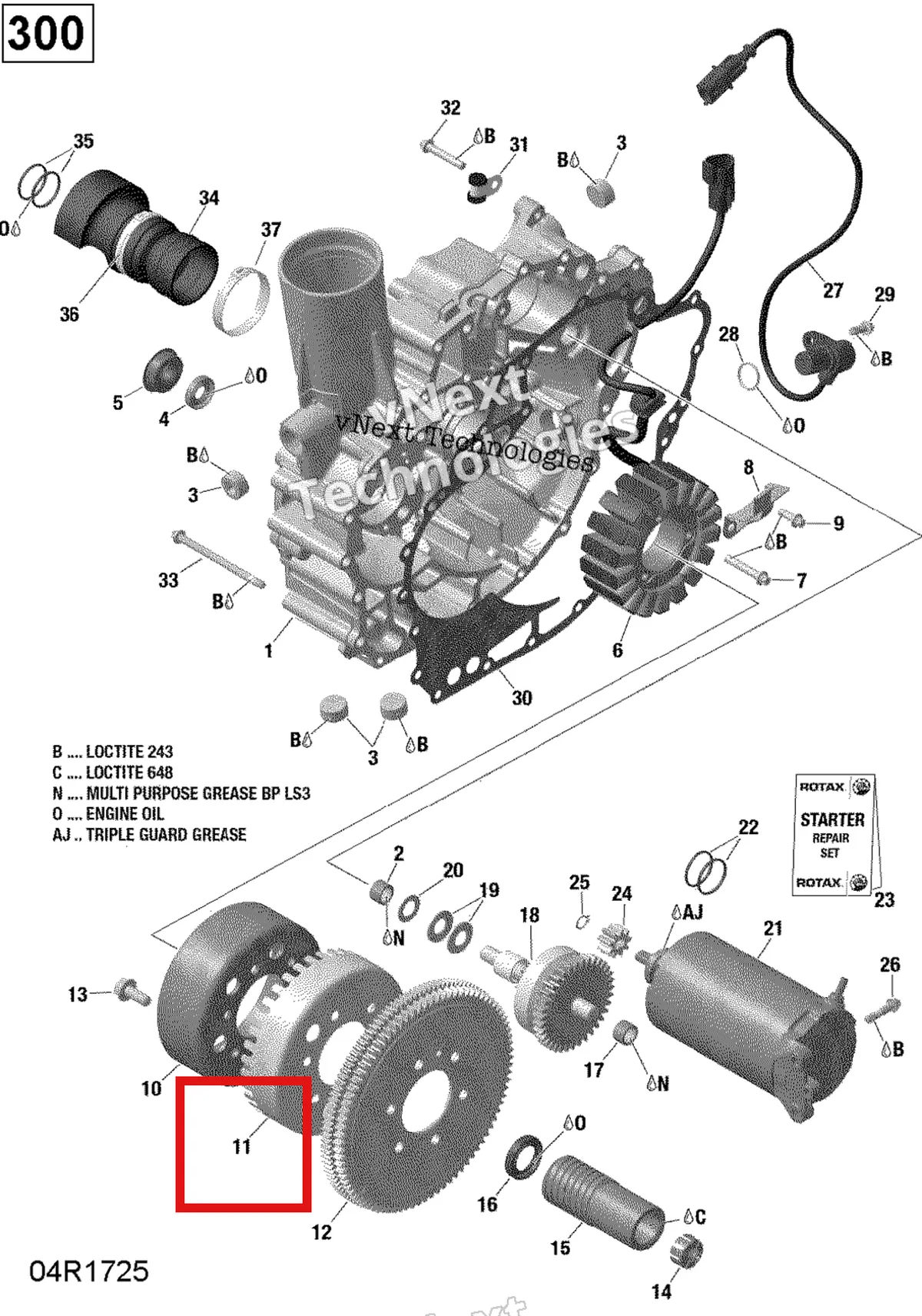 Деталь 420664082 на схеме узла 2017 Sea-Doo RXT Pto Cover And Magneto - 300
