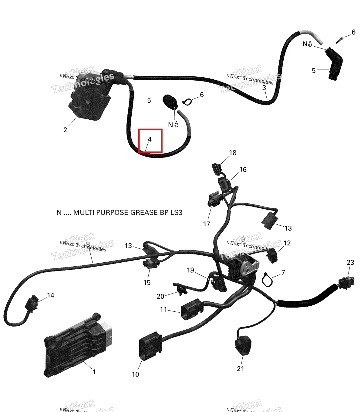 Деталь 420664300 (Деталь Spark Plug Wire 365mm) на схеме узла 2020 Can-Am Outlander MAX 6X6 - 650 EFI Engine Harness And Electronic Module - V2