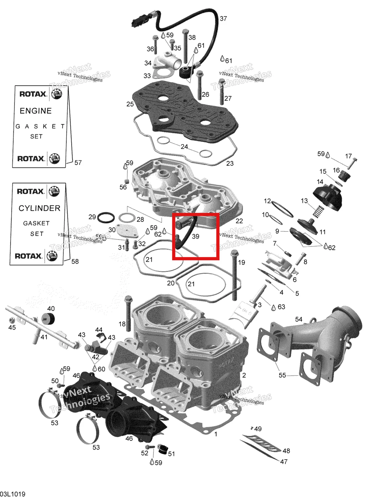 Деталь 420664505 (Деталь Temperarure Sensor) на схеме узла 2010 Ski-Doo Expedition TUV SE 600HO SDI XU Cylinder And Cylinder Head