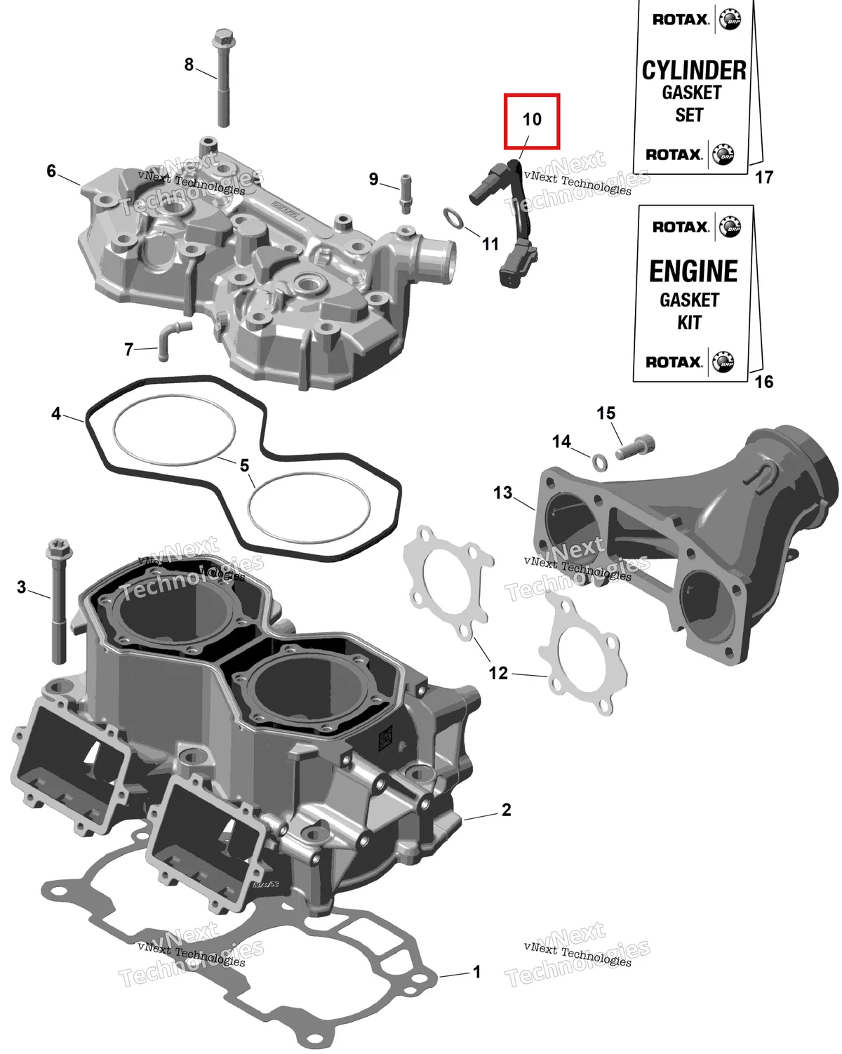 Деталь 420664508 на схеме узла 2026 Ski-Doo BACKCOUNTRY - SPORT - 600 EFI - UBTA - Neo Yellow - 16X146X2.0P Track Rotax - Cylinder Head