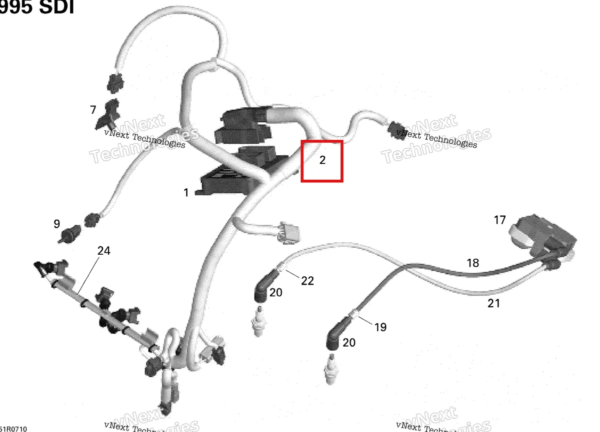 Деталь 420664550 на схеме узла 2007 Ski-Doo MACH Z Adrenaline Engine Harness And Electronic Module, Mach, Mxz, Hm Eur