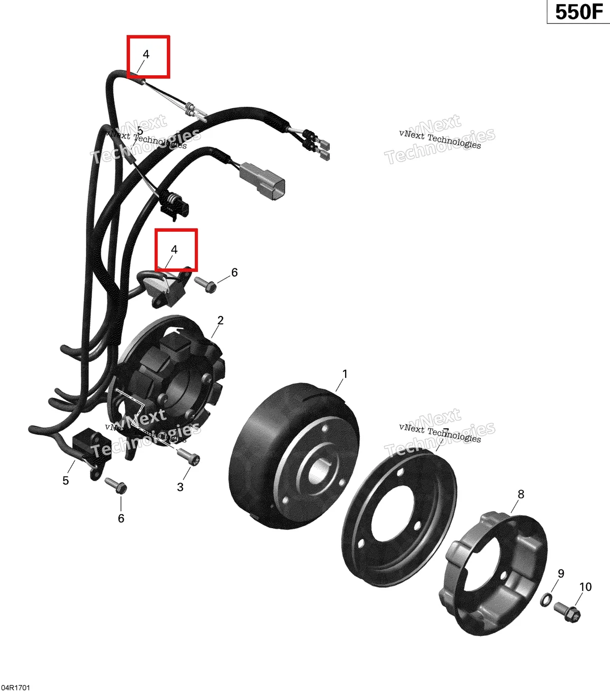 Деталь 420665163 (Деталь Pick-up. Includes 4 To 6) на схеме узла 2020 Ski-Doo EXPEDITION SPORT 550F Electric - Magneto - 550F
