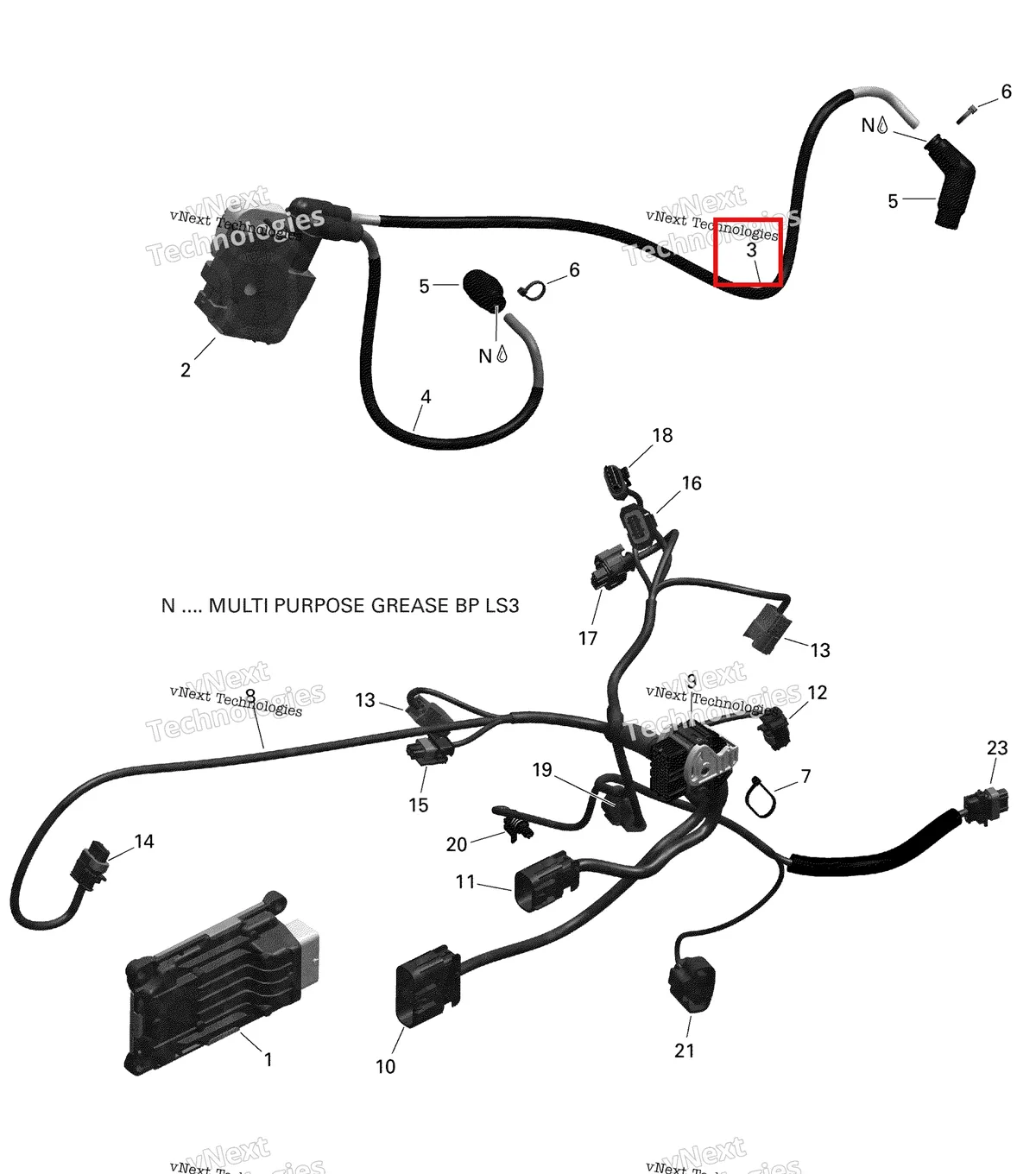 Деталь 420665330 (Стяжка) на схеме узла 2020 Can-Am Outlander MAX 6X6 - 650 EFI Engine Harness And Electronic Module - V2