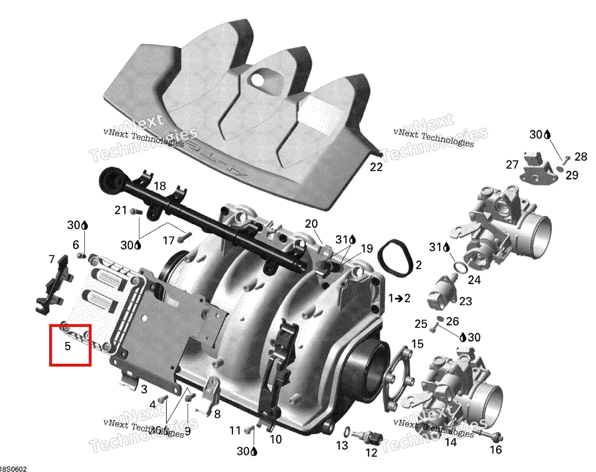 Деталь 420665351 на схеме узла 2006 Sea-Doo GTI Rental Air Intake Manifold Gti Rental