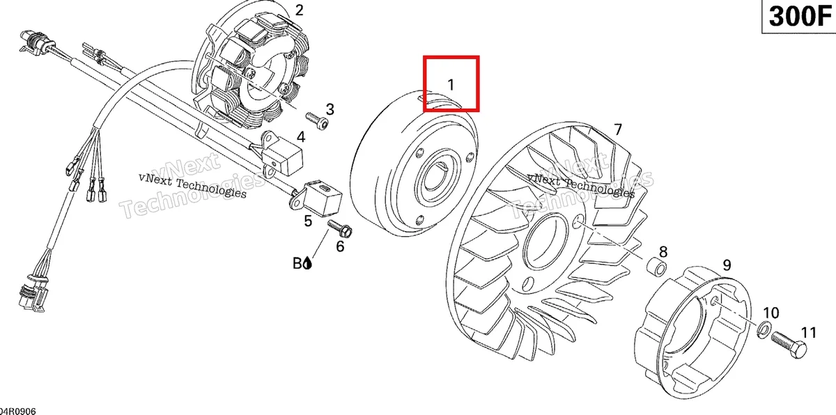 Деталь 420665370 (Маховик) на схеме узла 2009 Ski-Doo Skandic Tundra Magneto