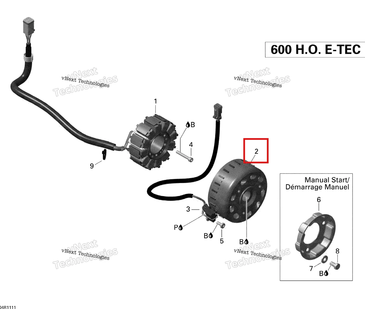 Деталь 420665441 (Маховик Магнето) на схеме узла 2011 Ski-Doo Expedition LE 600HOETEC X Magneto