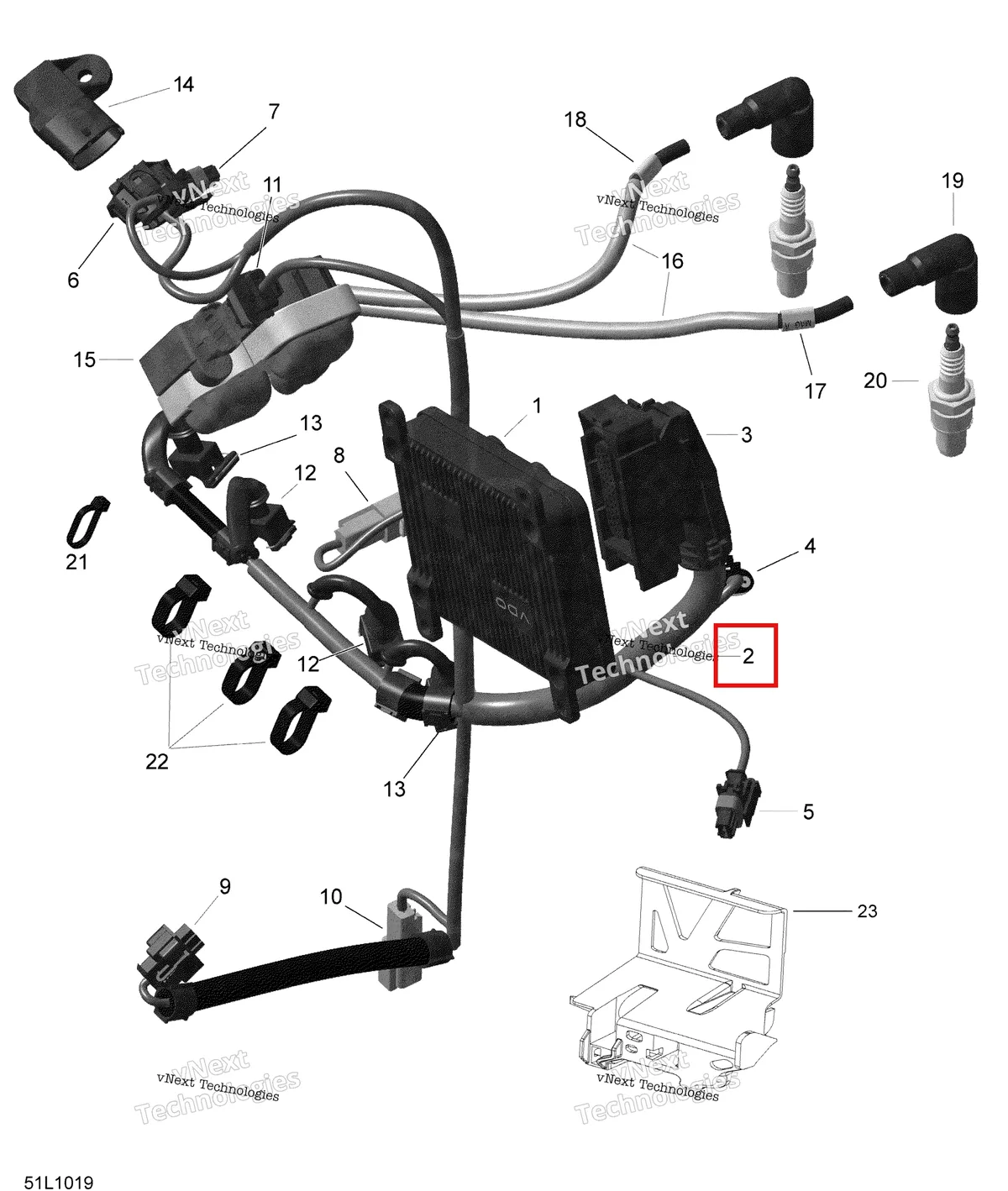 Деталь 420665450 (Жгут проводов в сборе) на схеме узла 2010 Ski-Doo Expedition TUV SE 600HO SDI XU Engine Harness And Electronic Module