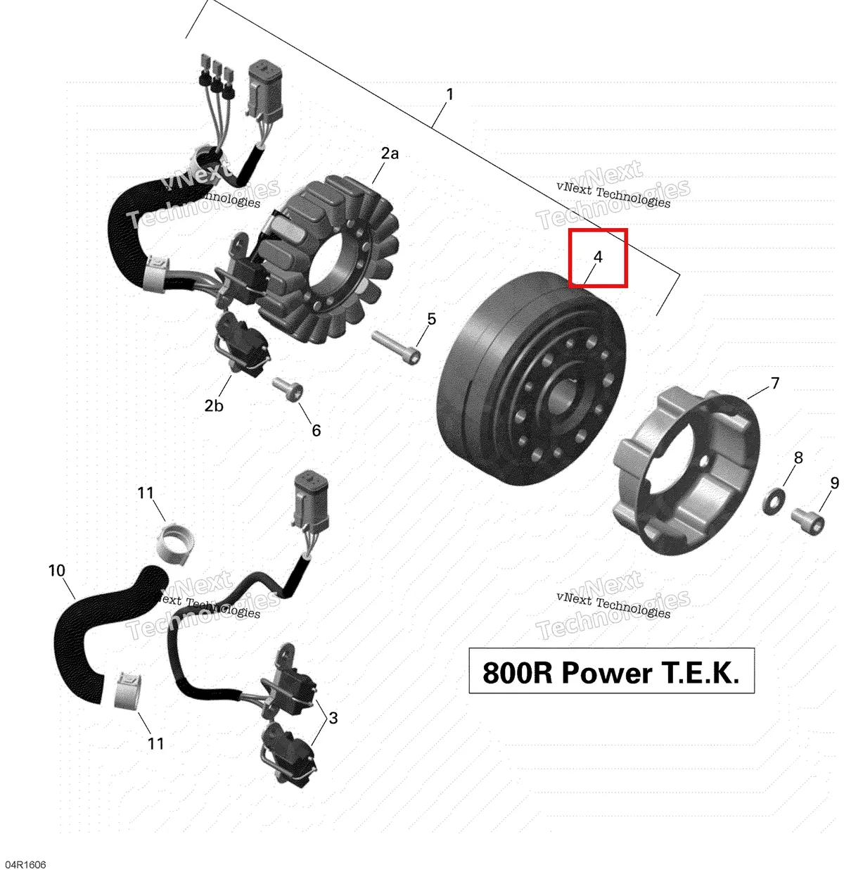 Деталь 420665723 (Маховик Магнето) на схеме узла 2016 Ski-Doo SUMMIT 800R P-TEK Magneto - 800R Ptek