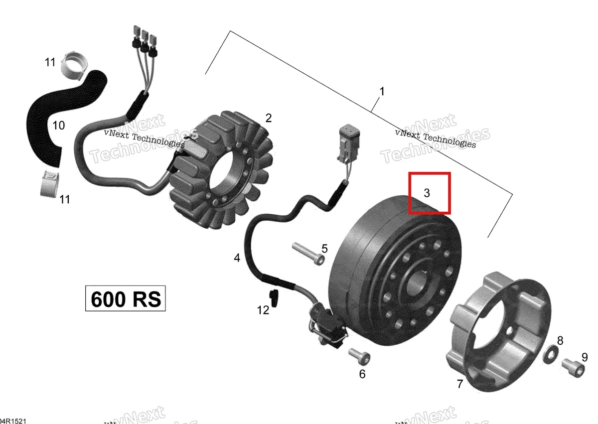 Деталь 420665725 (Маховик Магнето) на схеме узла 2015 Ski-Doo MXZ X-RS 600HOE XS RS Magneto