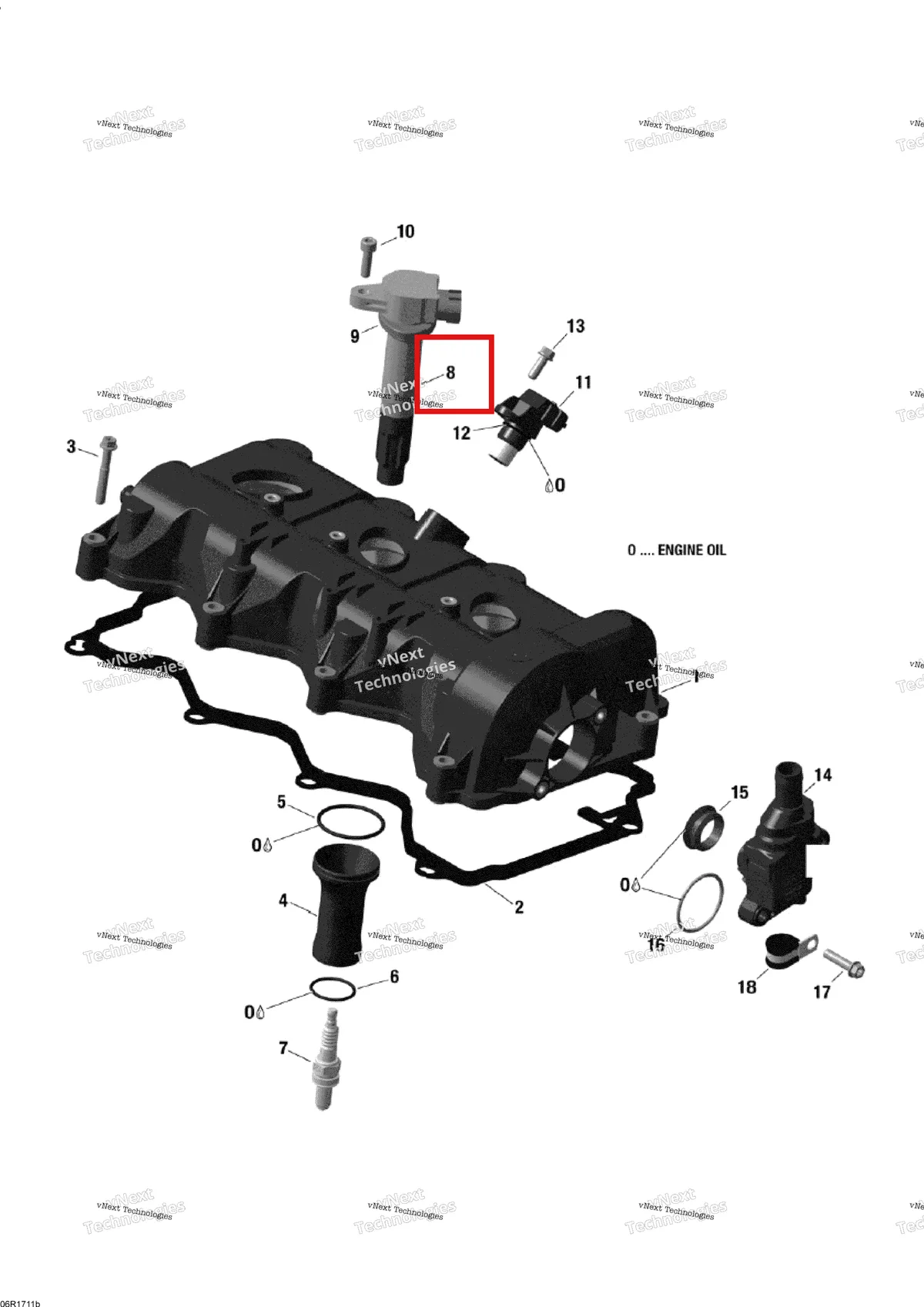 Деталь 420665811 на схеме узла 2017 Ski-Doo EXPEDITION - 4-STROKE - LE-SE Valve Cover - 1200 4-Tec