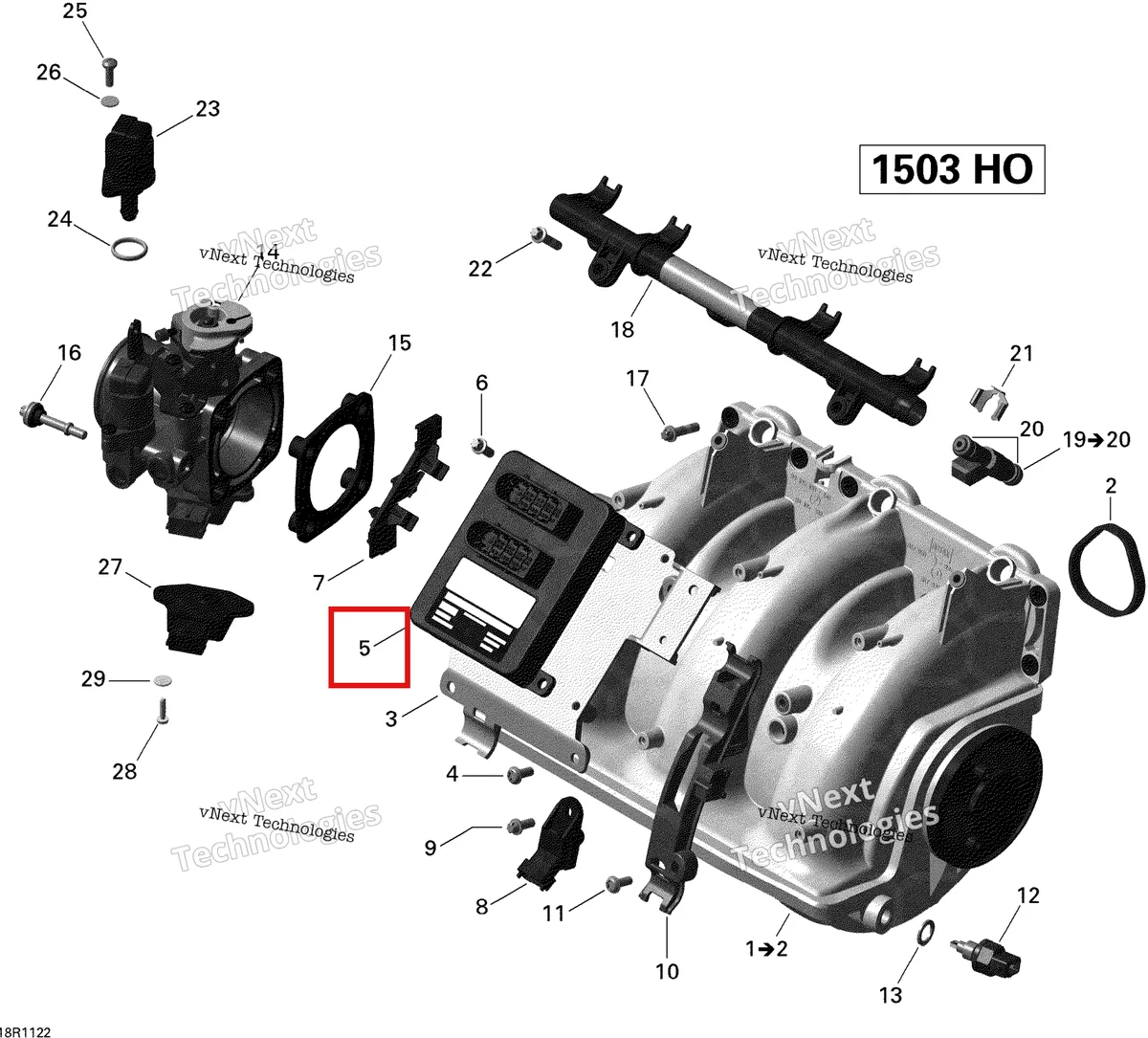 Деталь 420665861 на схеме узла 2011 Sea-Doo RXP-X 255 & RS Air Intake Manifold And Throttle Body Rxp
