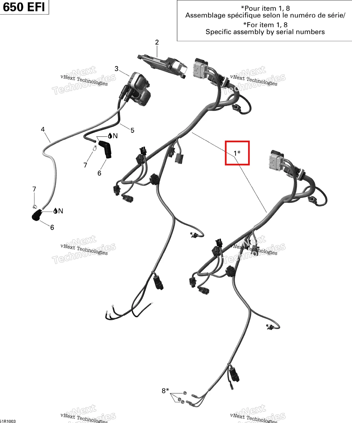 Деталь 420665904 на схеме узла 2010 Can-Am Outlander 650 EFI Engine Harness And Electronic Module