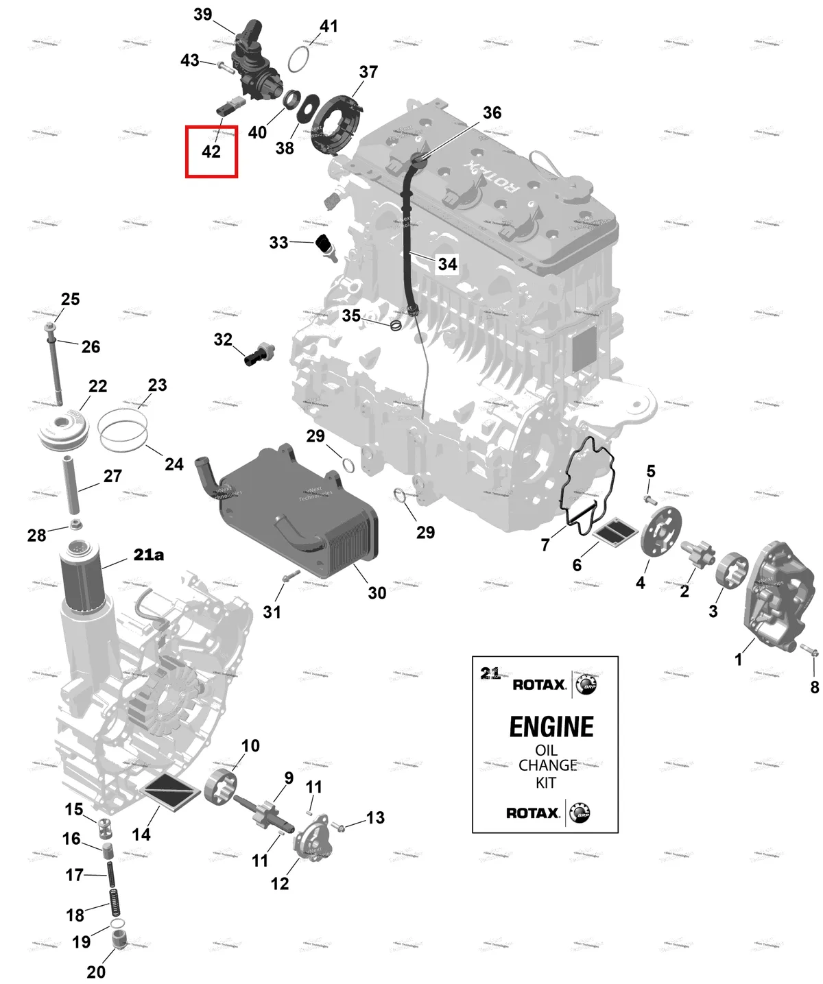 Деталь 420665951 (TOPS выключатель Sea-Doo RXP (2016) (420665951)) на схеме узла 2026 Sea-Doo GTX - 300 - STD - 15TA - Blue Abyss - Audio Rotax - Engine Lubrication