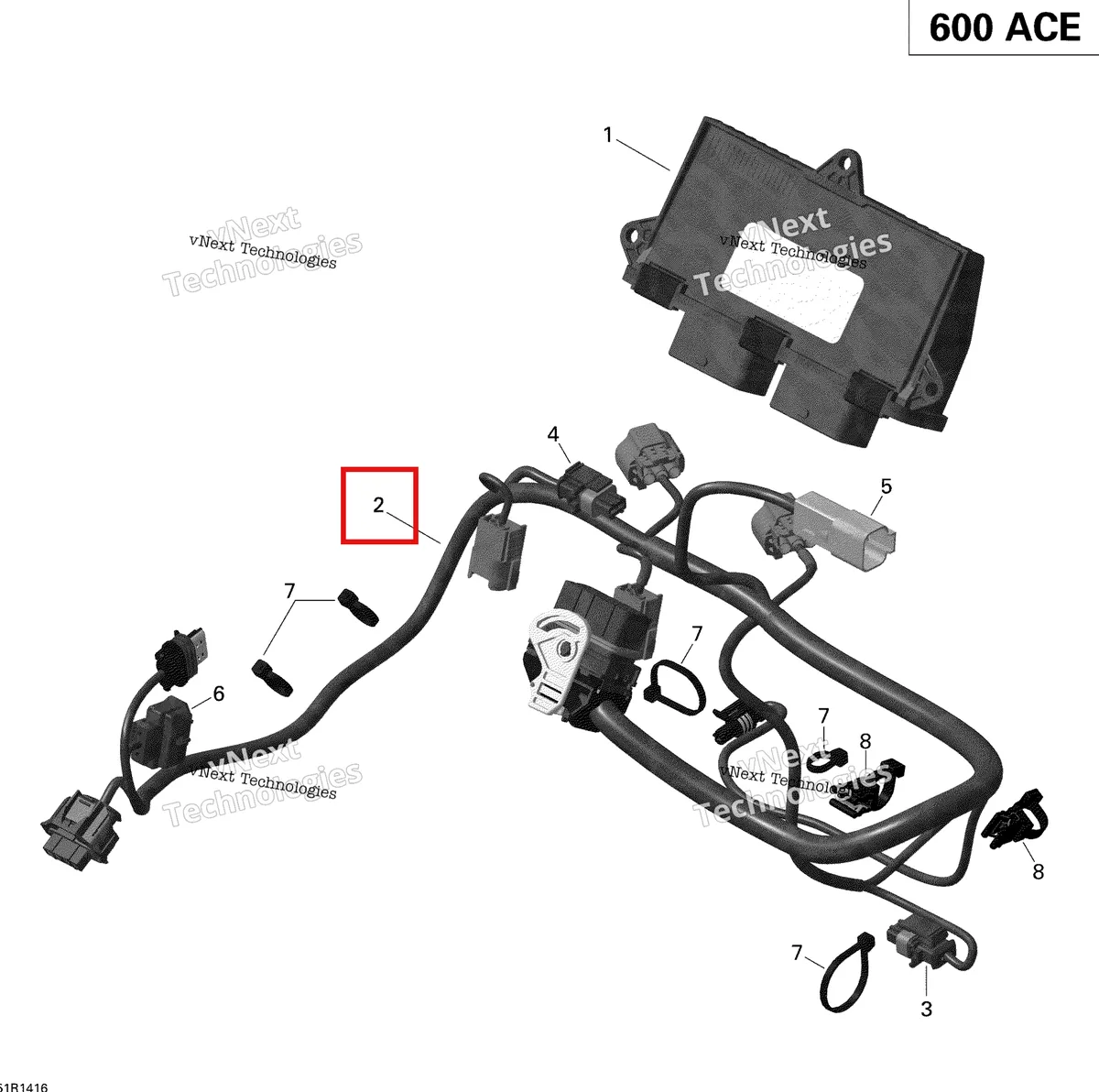Деталь 420666091 (Жгут проводов в сборе) на схеме узла 2014 Ski-Doo EXPEDITION SPORT 600ACE XP Engine Harness And Electronic Module
