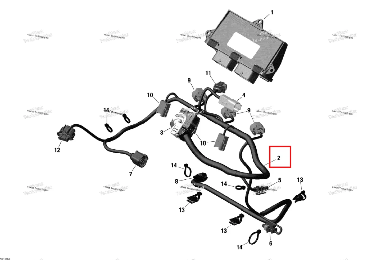 Деталь 420666096 (Жгут проводов в сборе) на схеме узла 2015 Ski-Doo EXPEDITION LE 900 ACE Engine Harness And Electronic Module